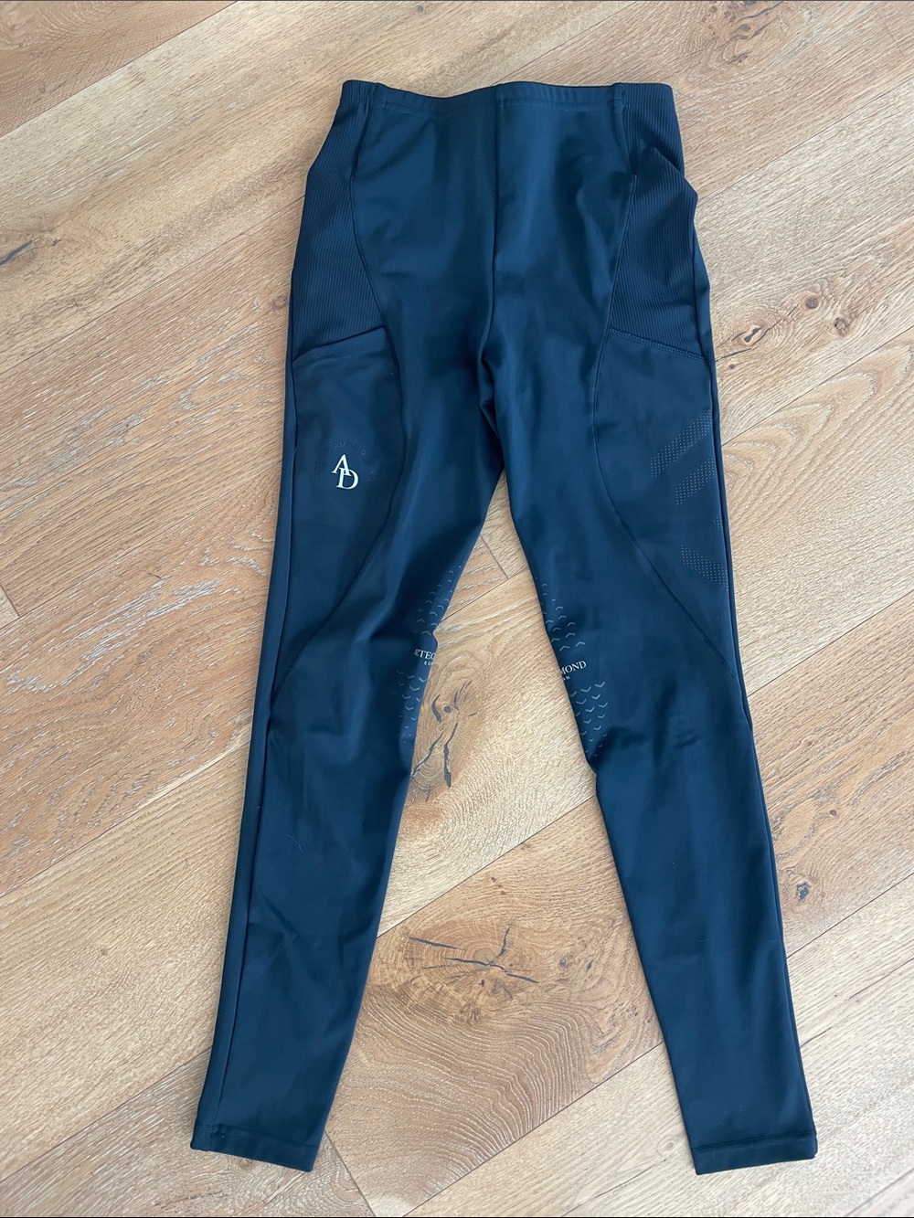 Aztec Diamond Equestrian Leggings with Knee Grip in Navy Blue